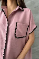 Topshow Powder Shepherd Stitched Linen Wholesale Shirt