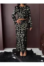 Topshow - Wholesale Sequined Velvet Skirt - Black Gold