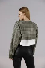 Crop Wholesale Blouse - Khaki | TOPSHOW | F1544