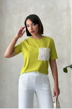 Pocket Detailed T-Shirt - Pistachio Green Topshow