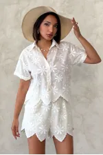 Nakışlı Toptan Gömlek - Taş | Topshow