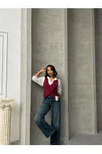 Süet Toptan Yelek - Bordo | TOPSHOW | F1528