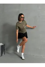 Topshow Haki Çoban Dikişli Toptan T-Shirt