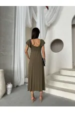 Topshow Khaki Plain Viscose Wholesale Dress