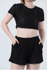 Short en maille noire Topshow en gros