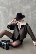 Nubuk Yakası Kürklü Toptan Mont - Kahve | TOPSHOW | F1577