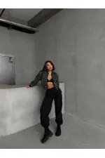 Kaşe Toptan Mont - Gri Leopar | TOPSHOW | F1827