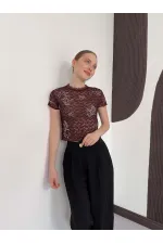 D 3007 GÜPÜR T SHIRT - KAHVE