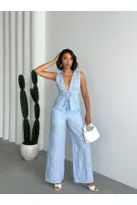 Nakışlı  Pantolon - Mavi | Topshow