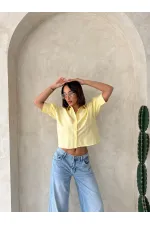 Arkası Kelebek Detaylı Toptan Gömlek   Sarı | Topshow