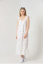 Robe plissée jaune à fleurs Topshow, col en V, en gros