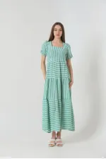 Robe longue à rayures émeraude Topshow en gros