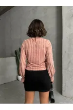 Simli Sakallı Toptan Bluz - Pudra | TOPSHOW | F1852