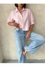 Arkası Kelebek Detaylı Toptan Gömlek   Pembe | Topshow