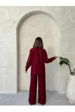 Pantalon en lin - Bordeaux | Topshow