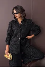 Topshow - Toptan Jakarlı Dokuma Gömlek - Siyah