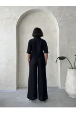 Kelebek Detaylı Plise Toptan Gömlek - Siyah | Topshow