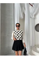 Topshow Stone Black Lace Detail Wholesale Blouse | F1693