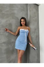 Topshow Blue Pitikare Strap Wholesale Dress