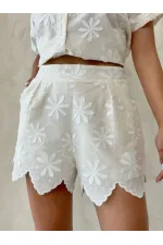 Nakışlı Toptan Şort - Taş | Topshow