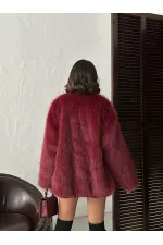 Faux Fur Wholesale Jacket - Burgundy | TOPSHOW | F1608