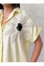 Floral Detail Wholesale Shirts - Yellow | Topshow Floral Detail Wholesale Shirts - Yellow | Topshow