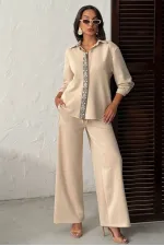 Pantalon Topshow en daim scuba à rayures - Rouge bordeaux | F1972