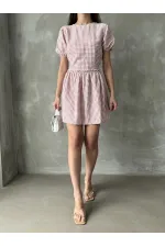 Robe Topshow à col rond poudré en gros