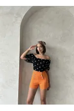 Blouse en mousseline à motifs détaillés noirs Topshow, vente en gros