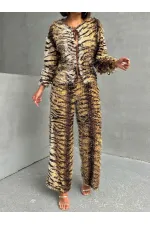 Pantalon à motif tigre en gros - Zébré marron. | TOPSHOW | F1768