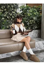 Soft Dokulu Desenli Toptan Triko Toptan Kazak - Kahve | TOPSHOW | K-172