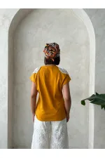 Omuzu Dantelli t-Shirt - Hardal Topshow