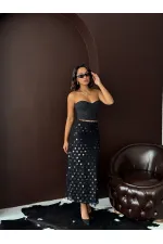 Jupe midi de soirée Topshow à sequins - Noire | Automne/Hiver 2012