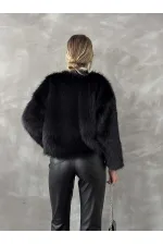 Topshow Siyah Suni Kürk Toptan Ceket | F1615