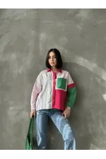 Striped Piece Wholesale Shirt - Colorful Stripes | TOPSHOW | F1461