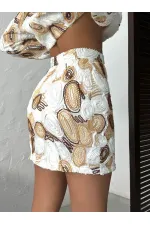 Topshow Wholesale Flounce Patterned Mini Skirt – Stylish and Modern Design – Brown | F1963