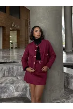 Veste en daim à poches en gros - Rouge bordeaux | TOPSHOW | F1800