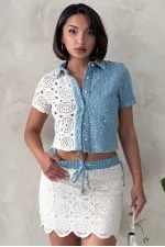 Denim Lace Shirt - Raw Blue D.1 Topshow