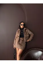 Topshow - Veste femme aspect fourrure (vente en gros) - Marron clair