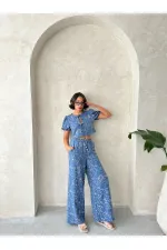 Embroidered Front Tie Wholesale Blouse - Dark Blue | Topshow