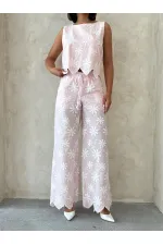 Nakışlı Toptan Pantolon - Pembe | Topshow