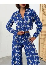 Süzüne Nakışlı Gömlek - Saks | Topshow | F1926