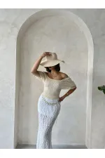 Blouse en mousseline à motifs et détails en pierre Topshow (vente en gros)