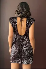 Sequined Velvet Dress - Coffee | F2049