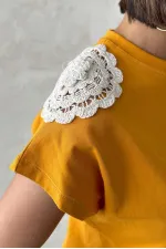 Omuzu Dantelli t-Shirt - Hardal Topshow