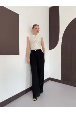 D 2997 KOLSUZ DANTEL BLUZ - KREM