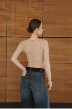 Dantel Toptan Bluz - Taş | F2092 - Topshow