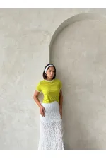 Topshow Fistık Krem Bisiklet Yaka Toptan T-Shirt