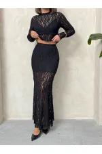 Dantel Toptan Abiye Etek- Siyah | TOPSHOW | F1887