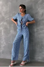 Topshow Mavi Pitikare Toptan Pantolon